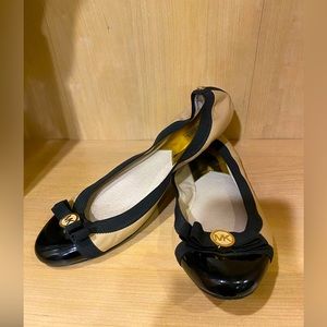 MK Michael Kors Dixie Bow Ballet Flats Nude Black Size 11
